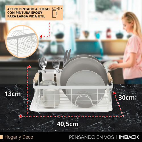 Imagen 3 de 10 de Escurridor Secaplatos Vajilla Casa Platos Secado Con Bandeja