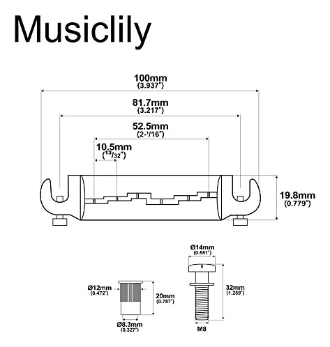 Puente Envolvente No Tonificable De 52,5 Mm Para EpiPhone Lp