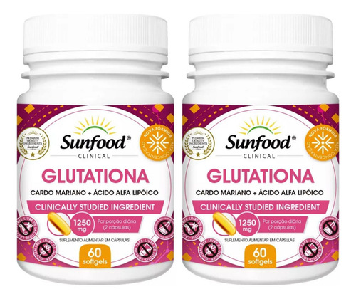 Suplemento Em Capsula Sunfood Glutationa 1250mg 3 Potes Sabor Sem