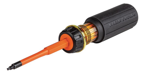 Klein Tools 32287 - Destornillador Aislado, Juego De Destornilladores 2 En 1 Con Hoja Abatible, 1 Y 2 Puntas Cuadradas, Cuchillas De Doble Extremo