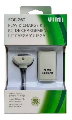 Kit Carga Y Juega Xbox 360 + Horas 4800 Mah Nuevo 