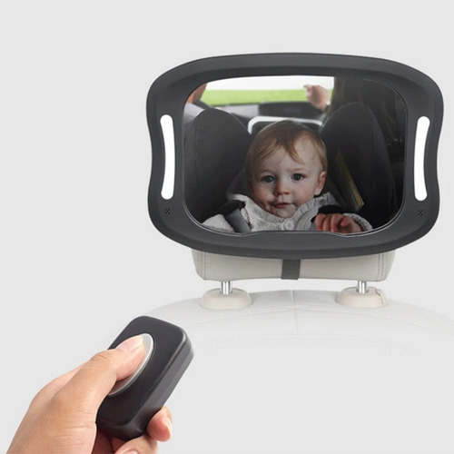 Espejo Retrovisor De Auto Para Bebe  Luz Y Mando A Distancia