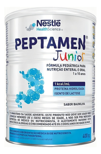 Leche de fórmula en polvo sin TACC Nestlé Peptamen Junior sabor vainilla en lata de 1 de 400g - 12 meses a 10 años