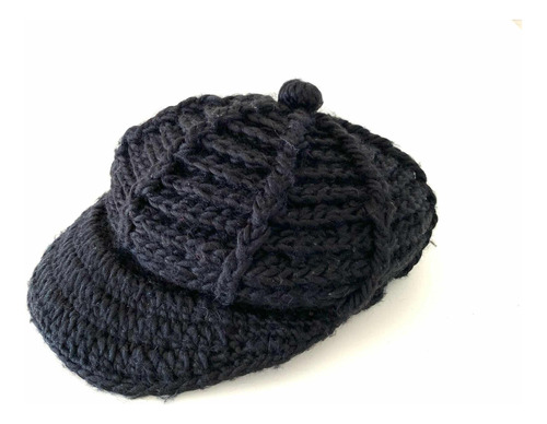 Gorro De Lana Con Visera. Sombrero De Invierno. Negro. Mujer