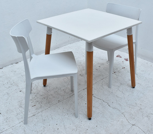 Combo Mesa Bar Eames 70 + 2 Sillas Mare - Muebles Castelar Blanco Liso