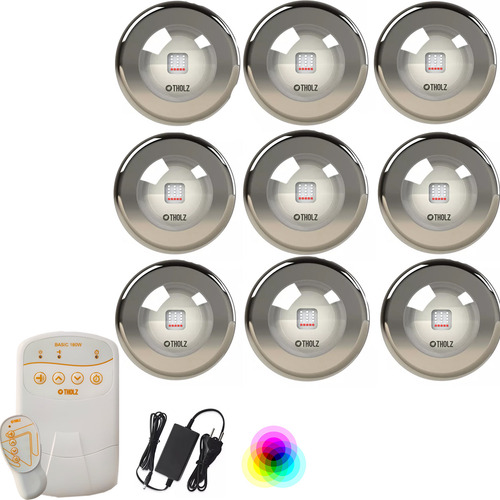 Kit Pdx1410n + 9 Led Premium Inox 316 9w Piscina Tholz Rgb