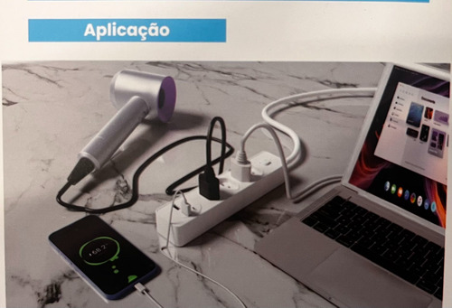 Extensão Com 4 Tomadas E 2 Portas Usb +2 Portas Usb-c Knup