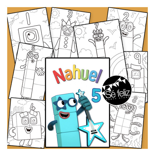 Libritos P/ Colorear Personalizados Temática Numberblocks