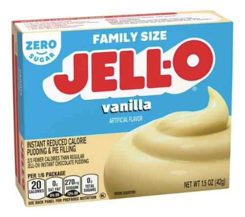 Jell-o Vanilla Zero Instant Pudding, Family Size, 1.5oz