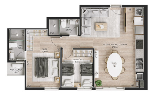 Imagem 26 de 26 de Apartamento No América Com 01 Suíte + 01 Dormitório | Sense | Entrega Para 2024 - Sa02129 - 70353487