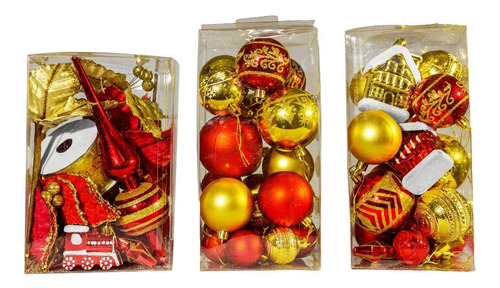 Kit Adornos Navidad Rojo Oro 72 Piezas