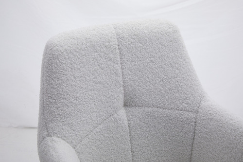 Silla De Comedor Teddy Tela Borrego Bouclé Blanco Juego De 2