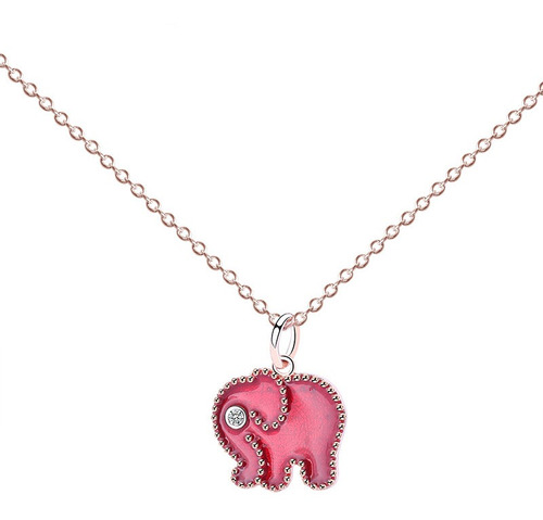 Collar Elefante De Plata Rosa 0.925 - 1374