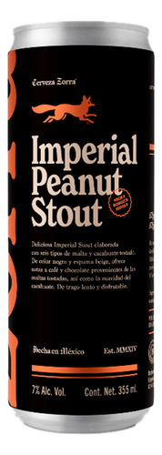 Cerveza Artesanal Zorra Imperial Peanut Stout 6 Pack