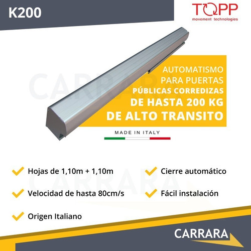 Kit Puerta Corrediza Peatonal Pública Alto Tránsito Italiana