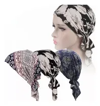 Comprar 3 Turbante Oncológico Alopecia Adorno Cabeza Chifón