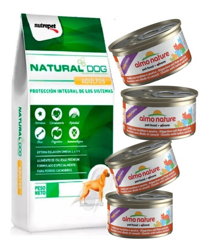 Imagen 1 de 2 de Natural Dog 22kg Calidad Premium (%24 Proteína) Con 4 Pates