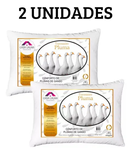 comprar Kit 2 Travesseiros Macios Brancos Casa Laura Enxovais Pluma De Ganso Sintético Premium Hipoalergênico Eco Sustentavel Alto Confortável