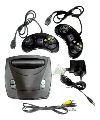 Consola Para Cartuchos Sega 16 Bit + 2 Comandos 6 Botones Negro