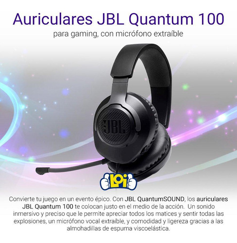 Imagen 8 de 10 de Auriculares Gamer Jbl Quantum 100 3.5mm Pc Ps4 Xbox One Loi