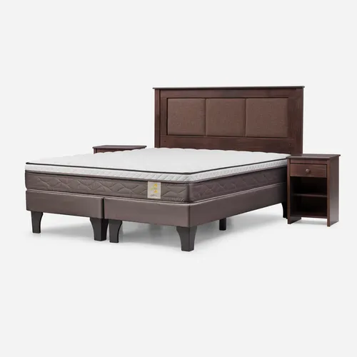 Cama Europea Rosen New Style 4 Plus King +respaldo Y Velador