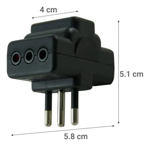 Adaptador Triple 2p+t 10 A Negro