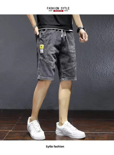 Pantalones Cortos Casuales De Mezclilla De Mezcla De Algodón