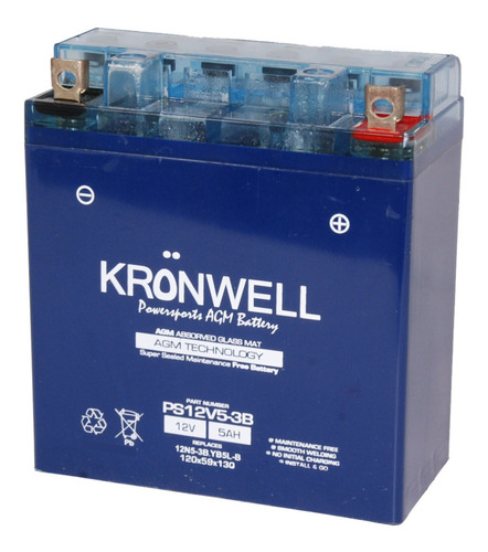 Imagen 1 de 10 de Bateria Kronwell Gel Yb5l-b / 12n5-3b Mondial Max 110 H Full