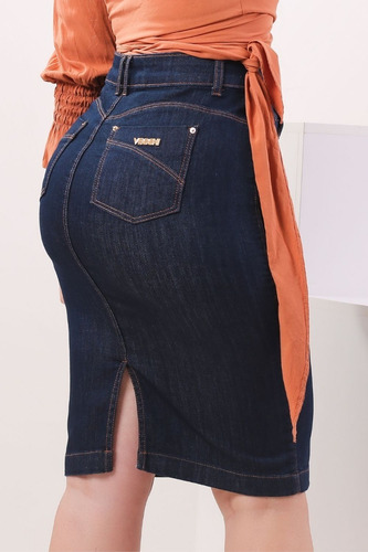Imagem 2 de 7 de Saia Evangélica Jeans Justa - Vch1940