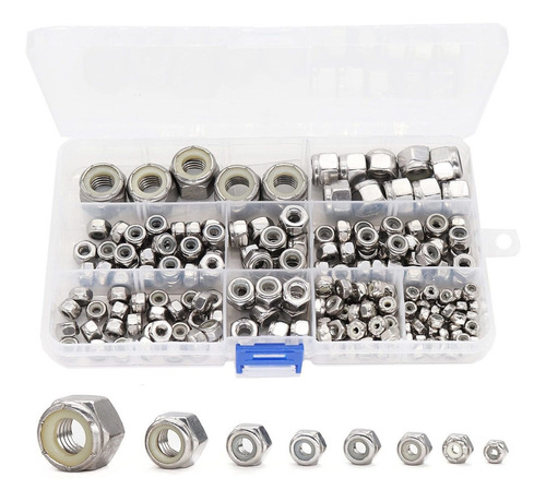 Cseao 205pcs Nylock Nylon Inserted Lock Nuts Surtido Kit (1/