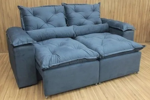 Sofá Retrátil/reclinável Atenas 2,00 Cor Azul