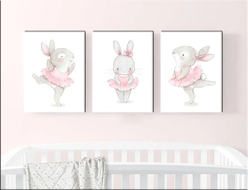 Cuadros Decorativos Infantiles Pack X3 20x30 Con Vidrio Blanco Blanco