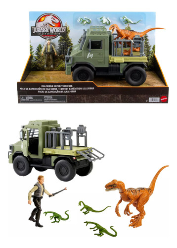 Jurassic World Isla Sorna Jeep Expedition Velociraptor Set