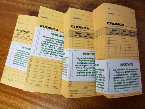 Imagen 7 de 7 de X400 Tarjetas Cronos Cartulina Fichar Reloj Control Horario