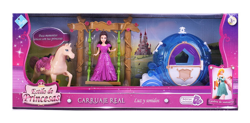 Imagen 3 de 9 de Carruaje Y Princesa Con Luz Y Sonido Simil Princesas Disney