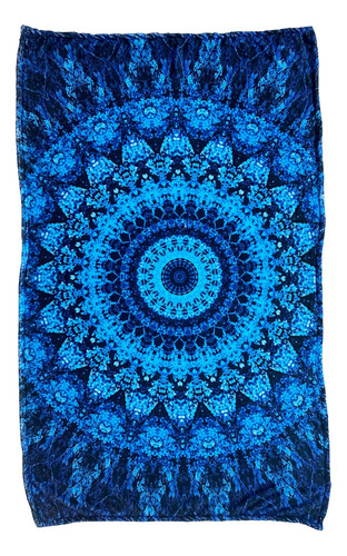 Cobija Manta Diseño Mandala Azul Decorativa Ultrasuave Indie