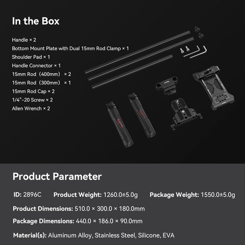 Smallrig Kit De Montaje Hombro Universal Para Cámaras Dslr