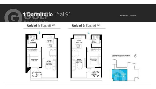 Vendo Apartamento 1 Dormitorio, Garage Opcional, En Construcción, En Punta Carretas.