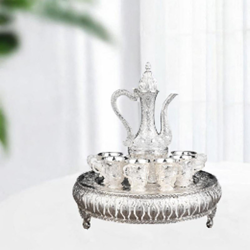 Juego De Cafetería Turco Decanter Aleación De Zinc Plata