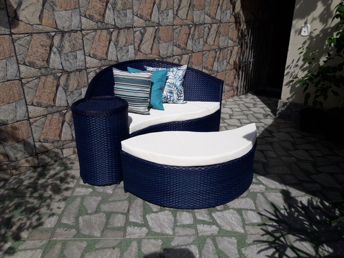Sofá Chaise Dubai 1.40 Cm Fibra Sintética Vime Varanda Área