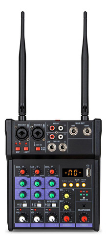 Consola Mezcladora De Audio De 4 Canales Con Micrófonos