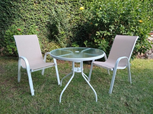 Juego Jardin / Patio. Tres Piezas Mesa 80 Cm Y Dos Sillones 