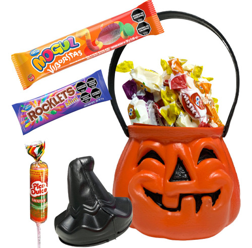 Caramelera Calabaza Halloween Con Golosinas Surtidas 