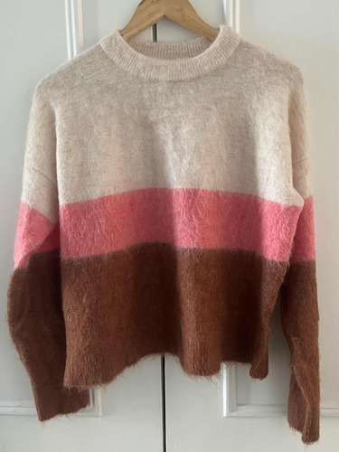 Sweater A Rayas Blanco, Rosa Y Marrón