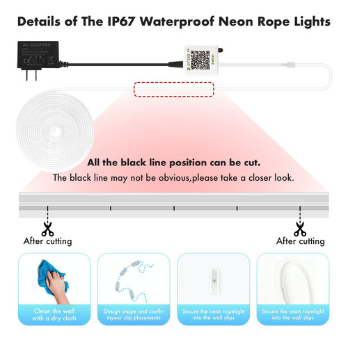 Luces Led Neón Rgb Jiamei 6,1m Control App Y Remoto