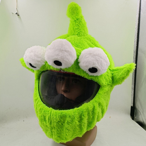 Funda Casco Moto, Cubre Casco Peluche Alien Verde Alien Universal