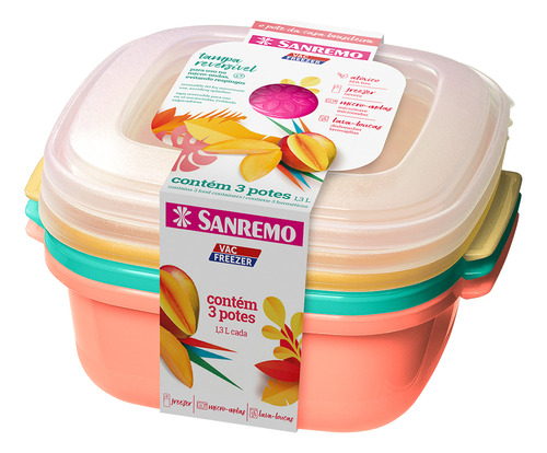Hermetico Por 3 Plasticos 1,300ml Sanremo