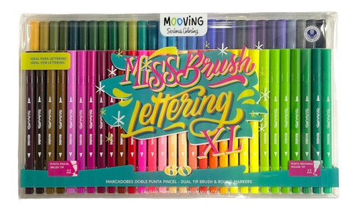 Marcadores Mooving D/punta Pincel Miss Brush Xl 60 Colores