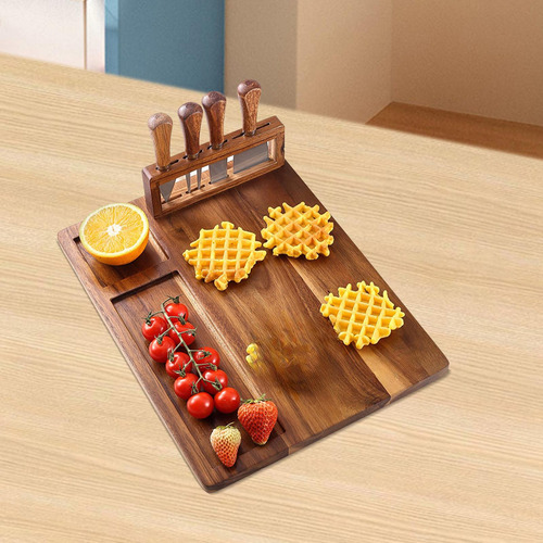 Tablero De Quesos De Bambú Y Cuchillos Play Platter Board