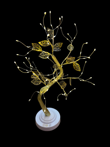 Arbol Bonsai Con Luz Led Dorado Decoracion Navidad